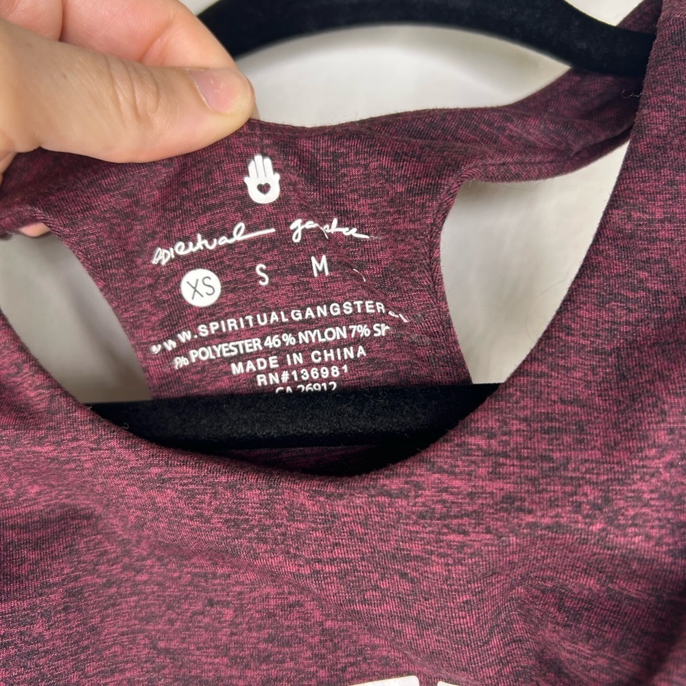 Spiritual Gangster Varsity Tech Crop Bra - Maroon - Picture 4 of 8